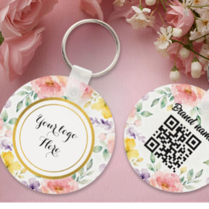 Chaveiro Pulseira floral com código QR de logotipo duplo la