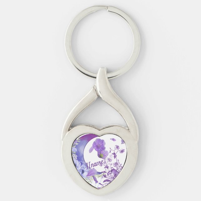 Chaveiro pulseira floral em forma de coração (Frente)