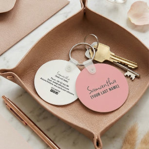 Chaveiro Pulseira Minimalista Feminina Bege Rosa