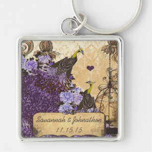 Chaveiro Pulseira Musical Vintage Berinjela Pavão Damasco