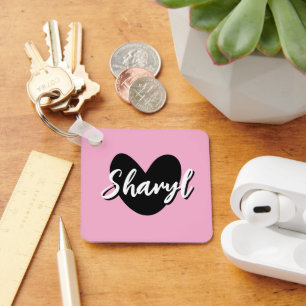 Chaveiro Pulseira personalizada cor-de-rosa com coração pre