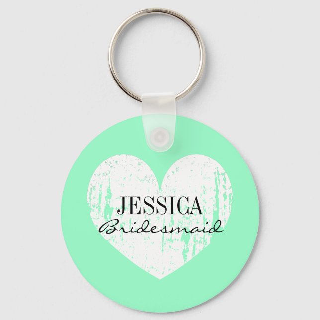Chaveiro Pulseira personalizada de coração em verde menta p (Frente)