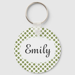 Chaveiro Pulseira personalizada verde e branca com bolinhas