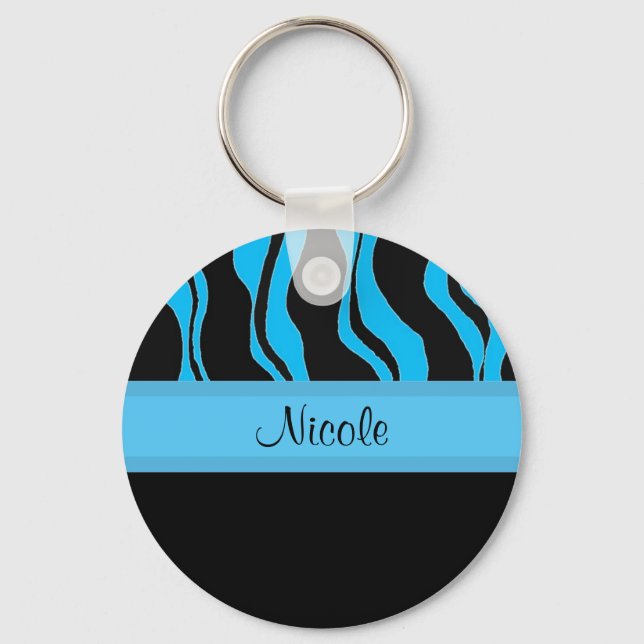 Chaveiro Pulseira Personalizada Zebra Preta e Azul Moderna (Frente)