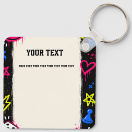 Chaveiro Pulseira Quadrada de Noite de Jogos com Grafite Ne
