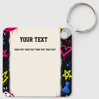 Chaveiro Pulseira Quadrada de Noite de Jogos com Grafite Ne