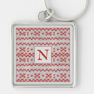Chaveiro Pulseira Quadrada Premium RED NORDIC KNIT + Inicia