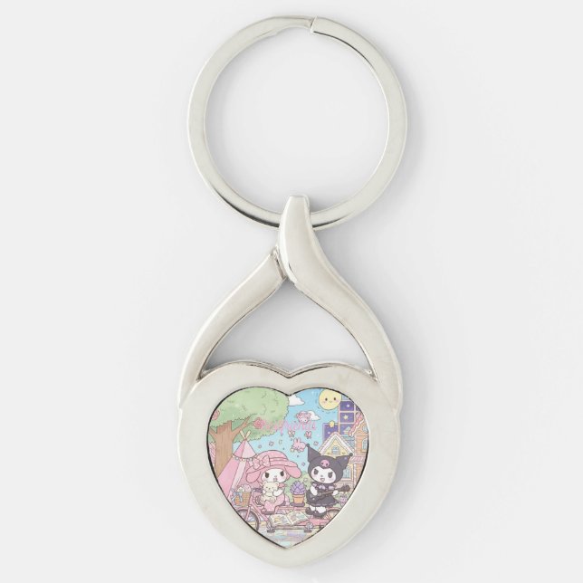 Chaveiro pulseiras de amizade my melody e kuromi fofas (Frente)
