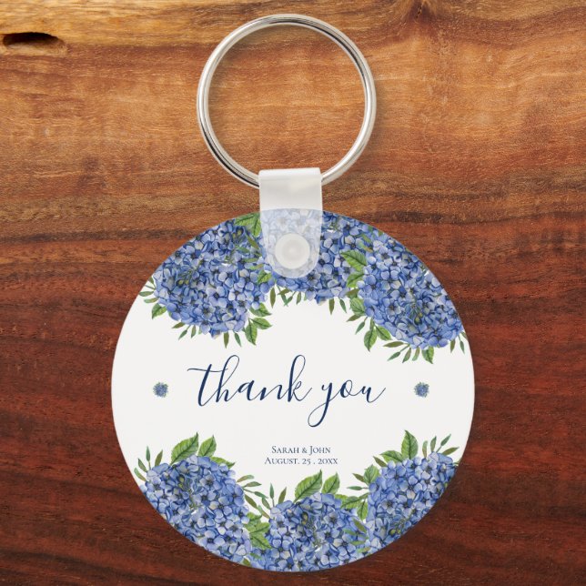 Chaveiro Pulseiras de data de casamento com Hortênsias para (Frente)