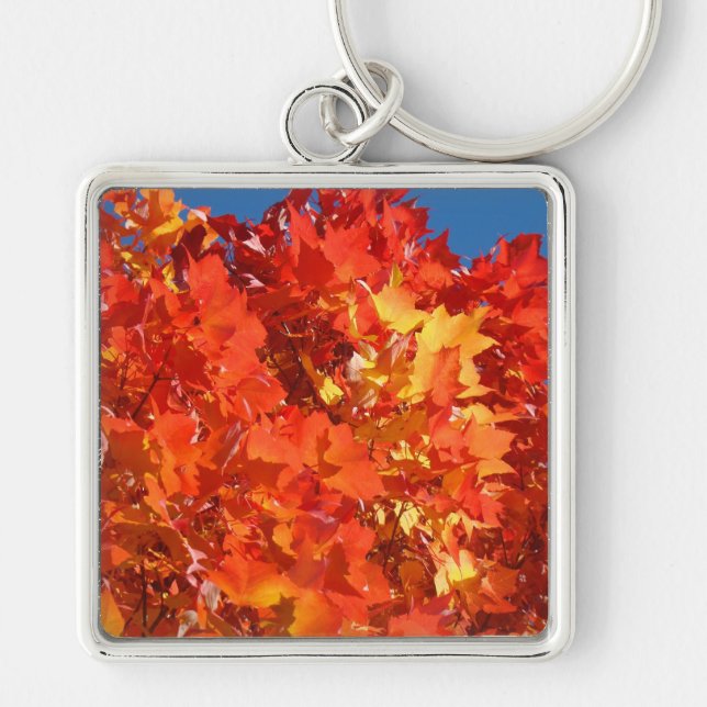 Chaveiro Pulseiras de Folhas Brilhantes Laranja de Outono (Frente)