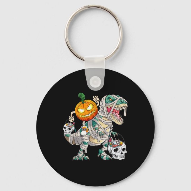 Chaveiro Pumpkin Andando Mummy Dinossaur T Rex Halloween Di (Frente)