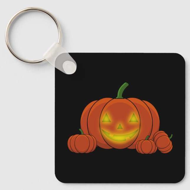 Chaveiro Pumpkin brilhante Jack-o'-Lanterna (Frente)