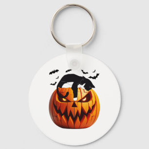 Chaveiro Pumpkin Cat Tuxedo Halloween Traga Entusiasmo Para