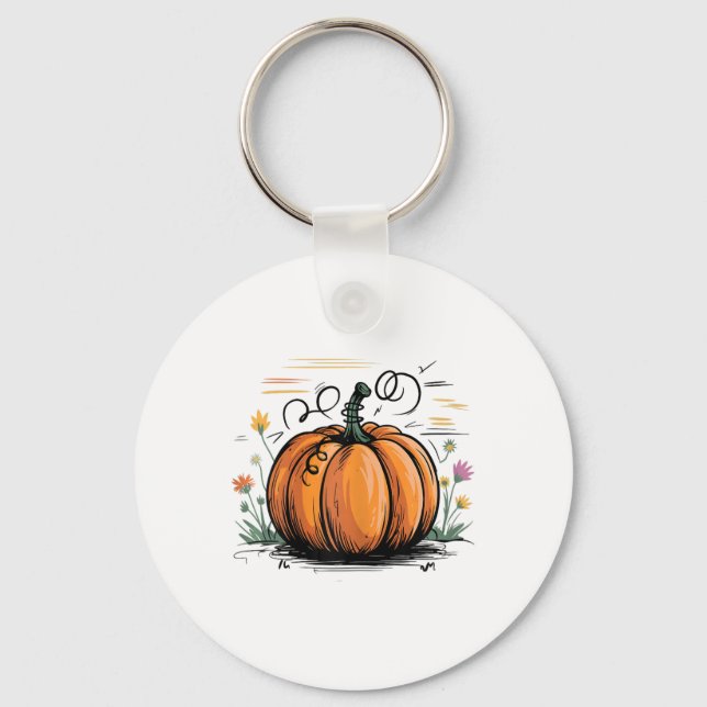 Chaveiro Pumpkin Engraçado Para O Halloween E Ação De Graça (Frente)