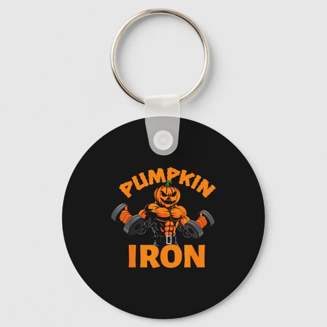 Chaveiro Pumpkin Iron Halloween Gym Workout Lifting Pun Fun (Frente)