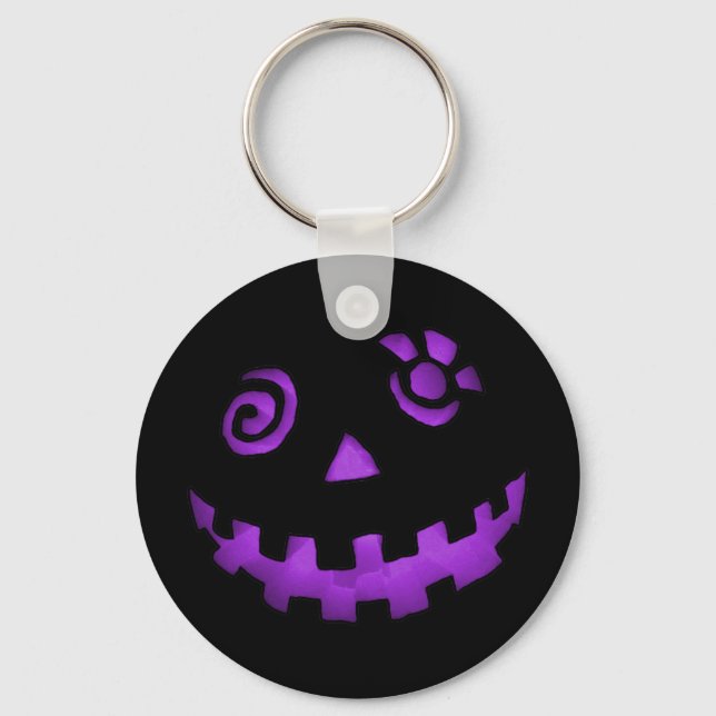 Chaveiro Pumpkin Louco Jack O Lanterna Roxo (Frente)