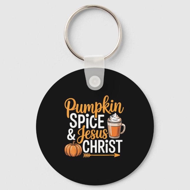 Chaveiro Pumpkin Sce And Jesus Christ Christian Fall Autumn (Frente)