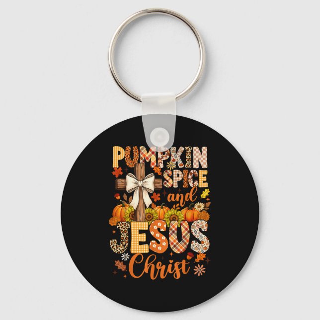 Chaveiro Pumpkin Sce And Jesus Christ Funny Fall Christian  (Frente)