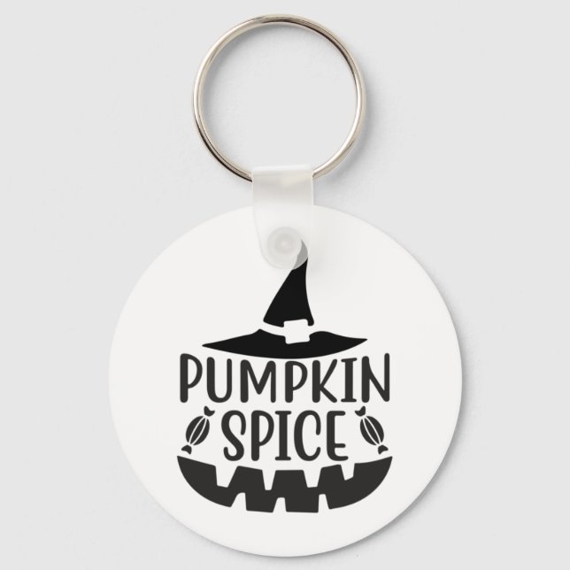 Chaveiro Pumpkin Spice com uma Bruxa Jack-O-Lanterna (Frente)