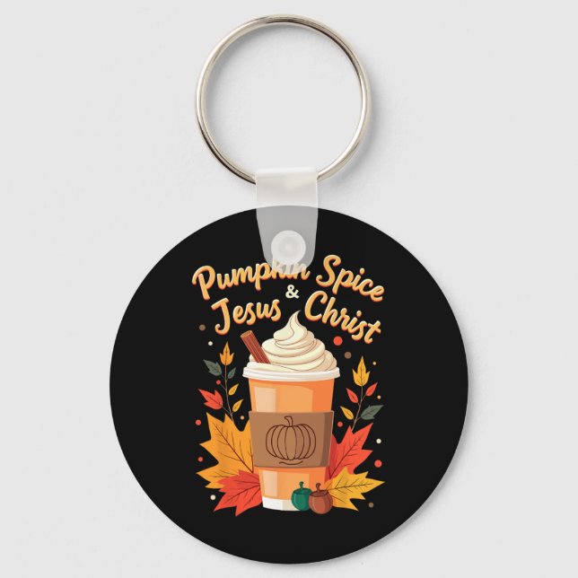 Chaveiro Pumpkin Spice e Jesus Cristo Christian Thankadom (Frente)