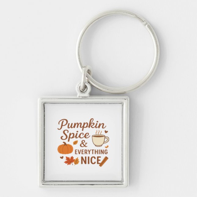 Chaveiro Pumpkin Spice E Tudo O Que É Bonito Queda Design (Frente)