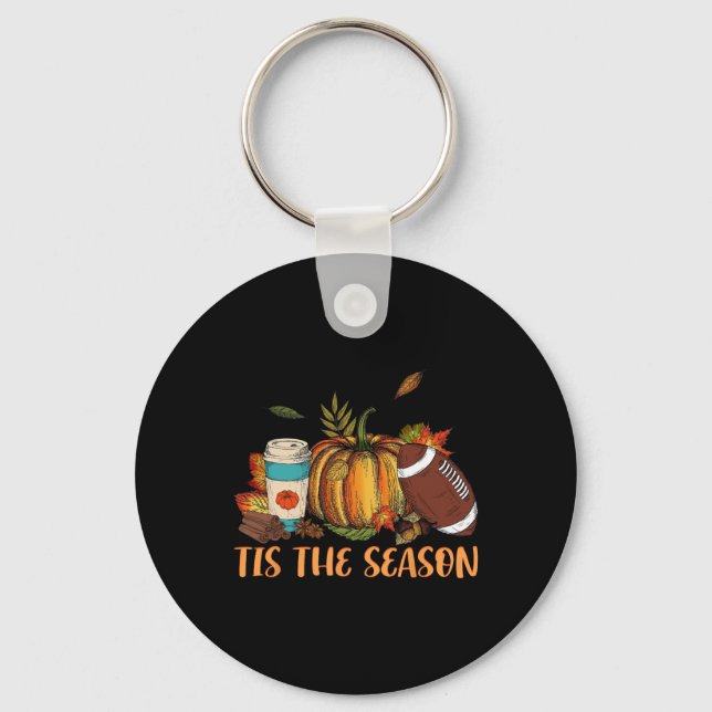Chaveiro Pumpkin Spice Football Tis The Season Fall Thankg (Frente)