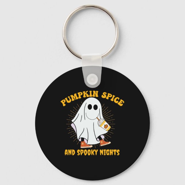 Chaveiro Pumpkin Spice Latte Fall Vibe Halloween Spooky Gho (Frente)