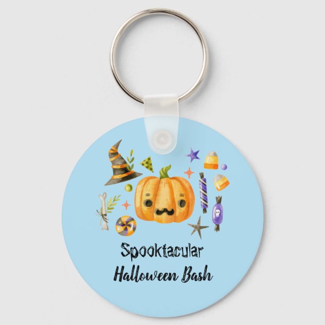 Chaveiro Pumpkin Spooktacular Festa de Halloween Bash Azul (Frente)