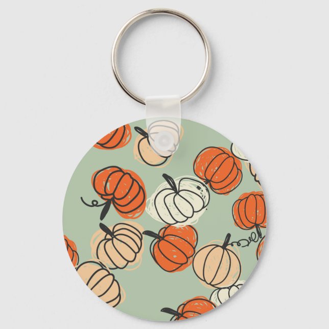 Chaveiro Pumpkins: Um padrão perfeito de Ação de Graças. (Frente)