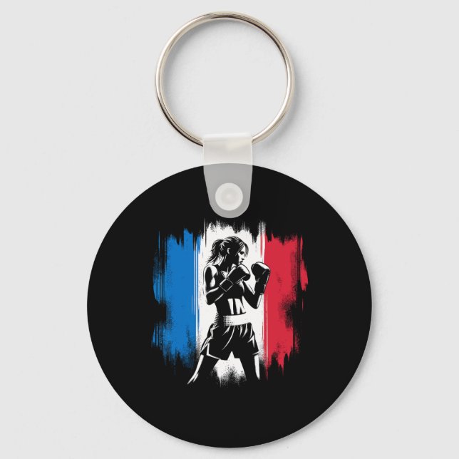 Chaveiro Punhadora da bandeira da França - Kickboxing femin (Frente)