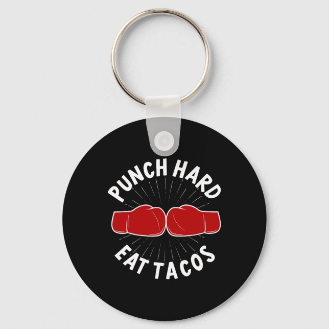 Chaveiro Punhe Duro Coma Tacos - Boxe Sparring Kick Boxing (Frente)
