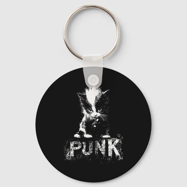 Chaveiro Punk Kitten Cat With Mohawk Nge Gothic Design  (Frente)