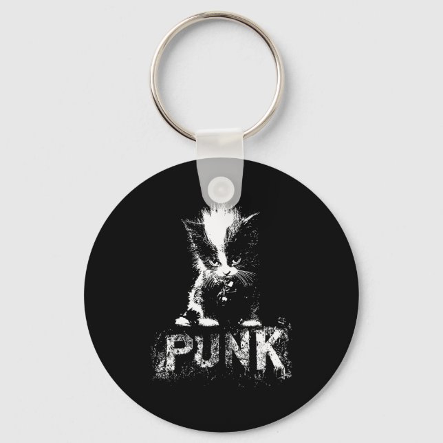Chaveiro Punk Kitten Cat With Mohawk Nge Gothic Design  (Frente)