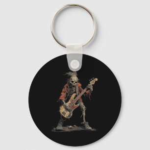 Chaveiro Punk Rocker Esqueleto Baixo de Rock Halloween N