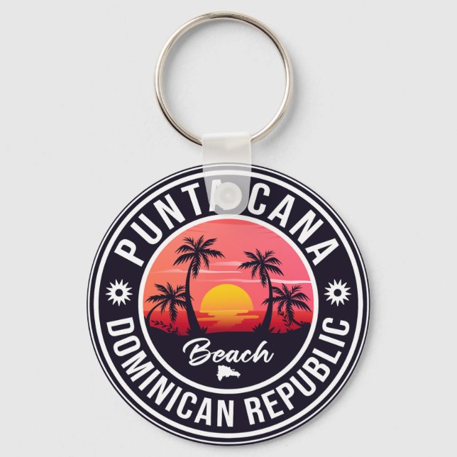 Chaveiro Punta Cana Dominican Palm Tree Beach Vintage (Frente)