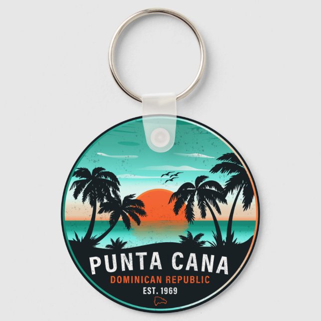 Chaveiro Punta Cana Dominicana Retro Sunset Souvenir 80 (Frente)