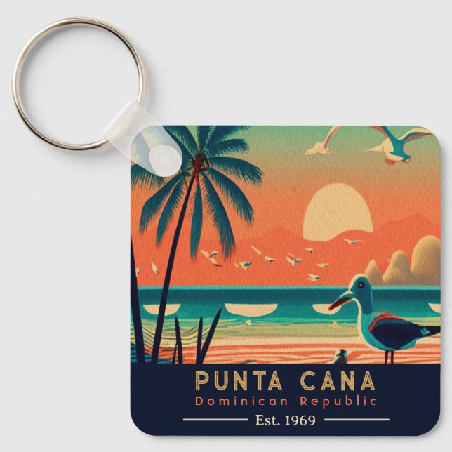 Chaveiro Punta Cana DR. Retro Sunset Souvenirs 1960 (Frente)