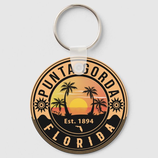 Chaveiro Punta Gorda Florida Retro Sunset Souvenirs (Frente)