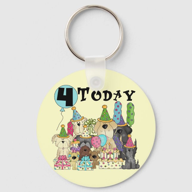 Chaveiro Puppies 4.º Aniversário Camisetas e presentes (Frente)