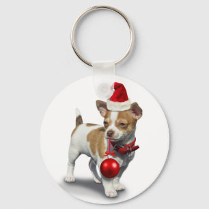 Chaveiro Puppy com chapéu de natal e Ball