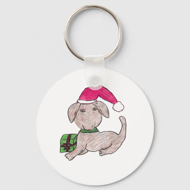 Chaveiro Puppy de Natal bonito (Frente)