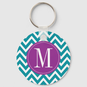 Chaveiro Purple and Blue Chevron Custom Monogram