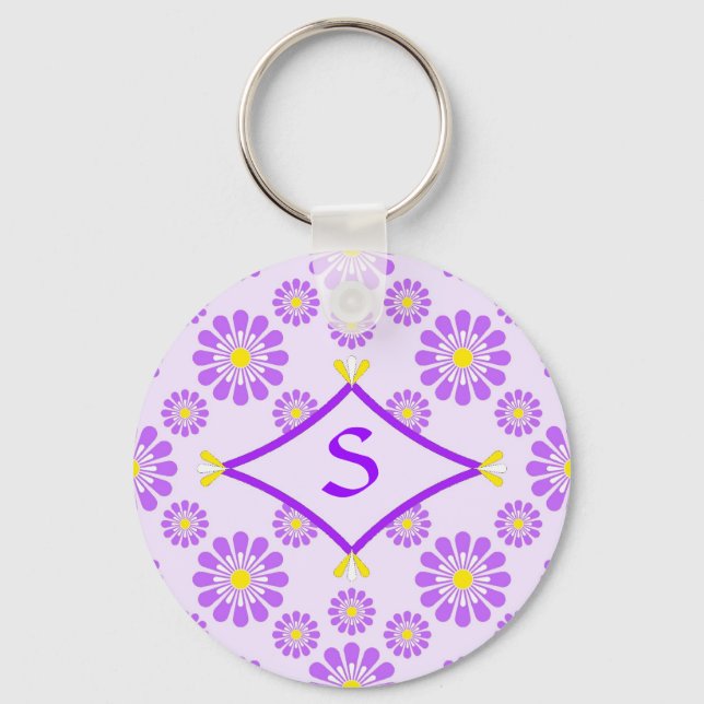 Chaveiro Purple Daisy Monogram (Frente)