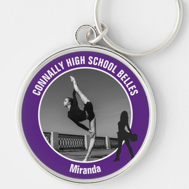 Chaveiro Purple Drill Team Photo High School Dancer (Frente)