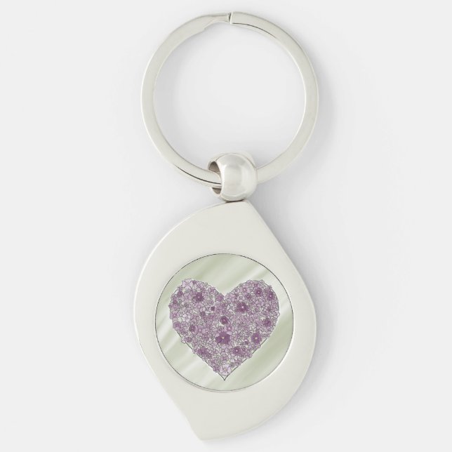 Chaveiro Purple flowered heart keychain (Frente)
