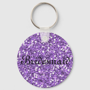 Chaveiro Purple Glitter Personalized Bridesmaid Keychain