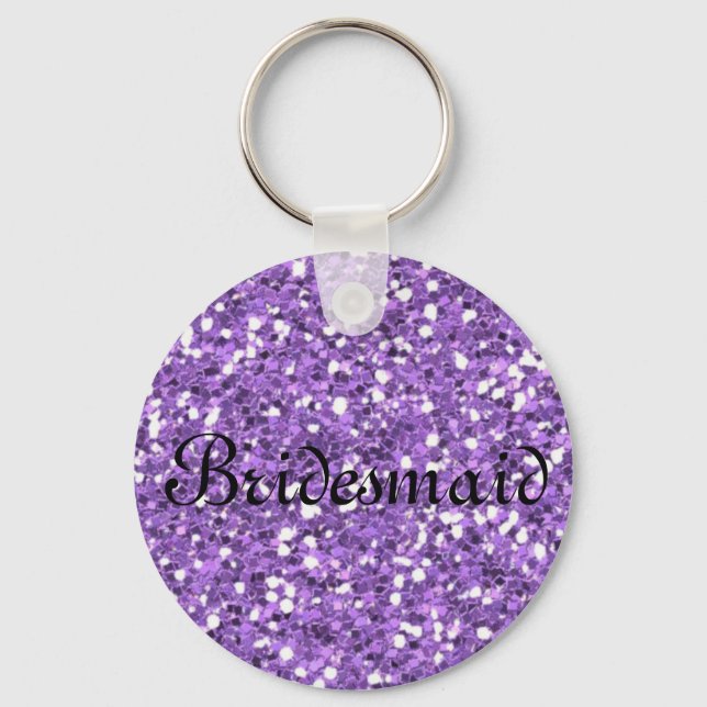 Chaveiro Purple Glitter Personalized Bridesmaid Keychain (Frente)