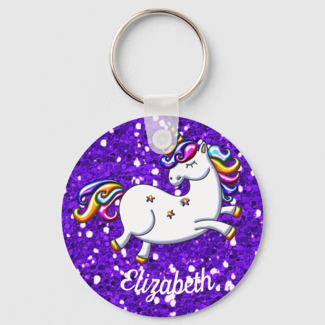 Chaveiro Purple Glitter Unicorn (Frente)
