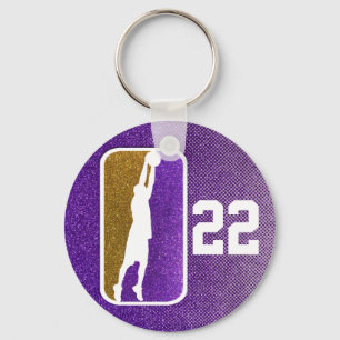 Chaveiro Purple Gold Glitter School Basketball Team Sports