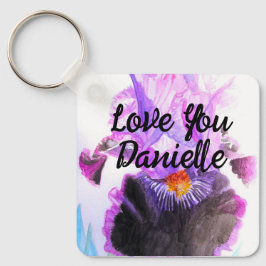 Chaveiro Purple Iris Watercolor Flower Floral Birthday